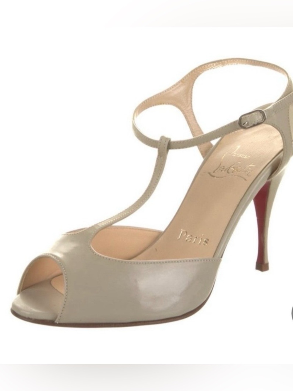 Christian Louboutin tan  T-Strap Peep-Toe Slingback Heels - Picture 2 of 15